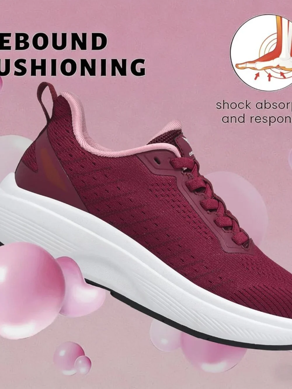 Women's Purple Red Walking Shoes Slip On Comfortable Running Tennis Sneakers